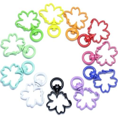 Mix 10 pcs Colorful Split Ring sakura Keychains Metal Key Chain Ring Split Rings Unisex Keyring Keyfob Accessories DIY