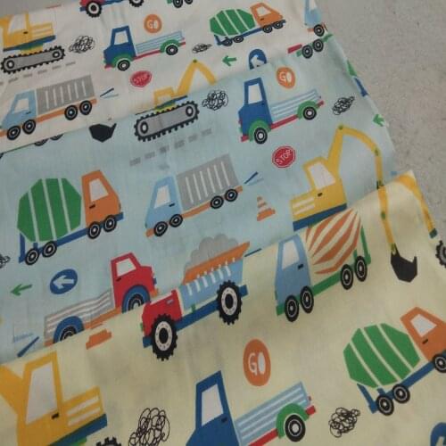 100% Cotton viaPhil Brand Cartoon Truck Cars Construction Vehicles Printed Fabric Car Fabric Patchwork Cloth Dress Home Decor