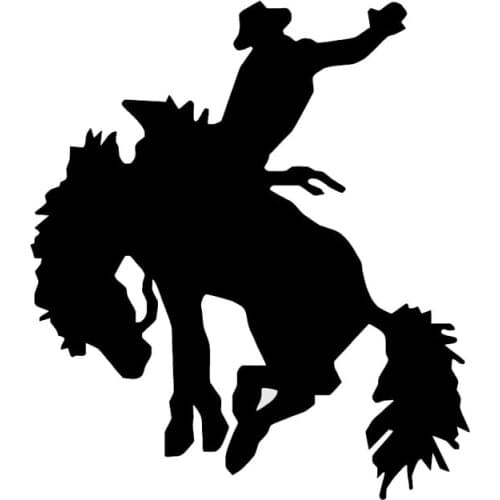 12.5*14CM Rodeo Bronco Rider Vinyl Car Stickers Horse Car Styling Cool Sports Decals Black/Silver S1-2073