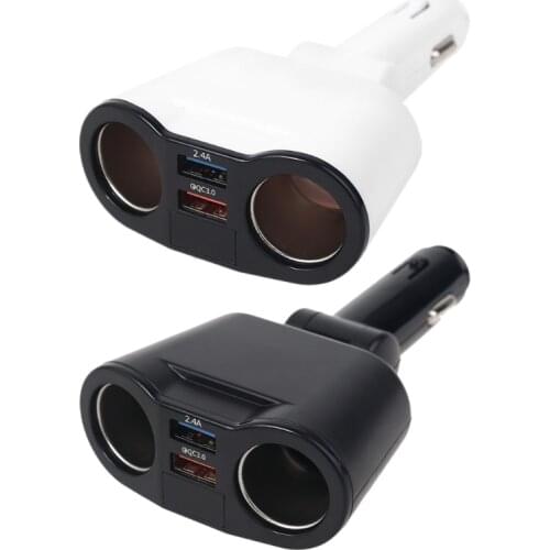 12V 24V Car 2 Way Power Socket Splitter QC3.0 Dual USB Charger LED Voltmeter For Mobile Phone Tablet GPS SUV T3EF