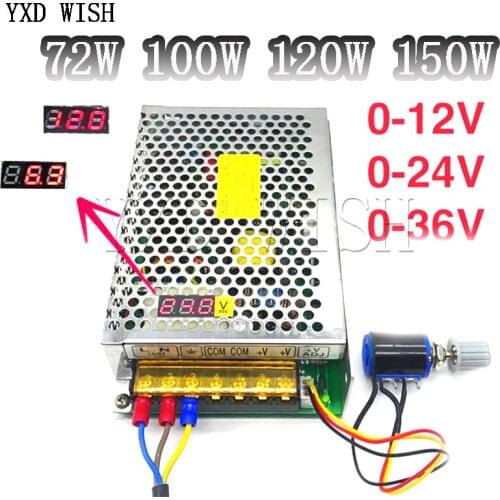 AC 220V 110V to DC 12V 24V 36V 150W Adjustable Voltage Regulated Transformer Digital Display Switching Power Supply LED Driver