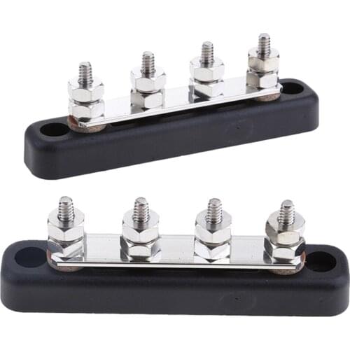 2x 4-Way Power Distribution Bus Bar 4x6mm Studs 100A Rated For Auto & Marine