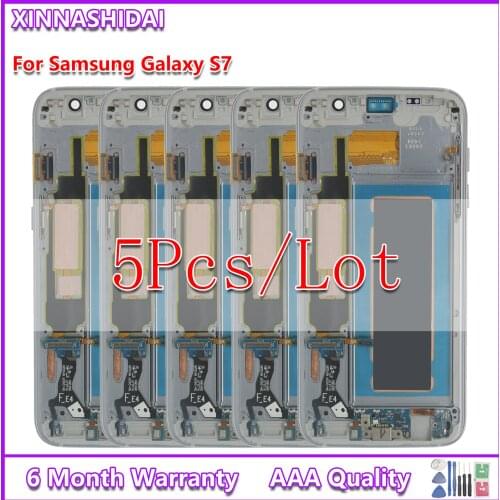 5PCS LCD Replacement For Samsung Galaxy S7 Edge G935 G935F SM-G935F LCD Display Touch Digitizer Assembly With Frame