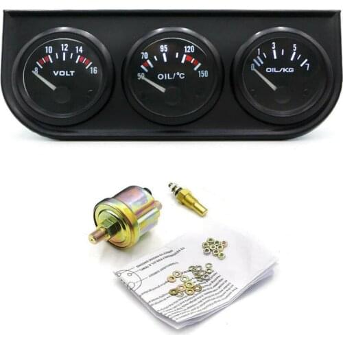 52MM 3 In1 with Volt Meter+Oil Temp Gauge+Oil Pressure Gauge Triple Gauge Kit auto meter oil pressure auto meter oil temperature