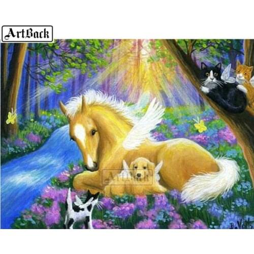5d diy diamond painting horse dog landscape kit full square drill 3d diamond embroidery animal mosaic artwork gift SE143