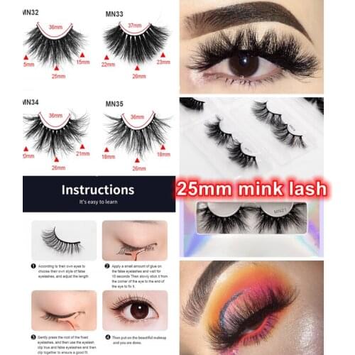 5D Mink Eyelashes Long Lasting Mink Lashes Natural Dramatic Volume Eyelashes Extension Thick Long 25mm False Eyelashes makeup