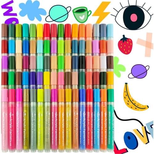 80 Colors 4.5mm Acrylic Paint Marker Pens-Black Water Based Waterproof for Body Rock Fabric Stone DIY Painting Drawing