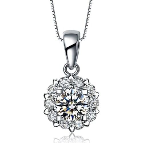 AAA Natural Diamond Necklaces & Pendants 925 Sterling Silver Flower Necklaces For Female Romantic Wedding Gift With Chain