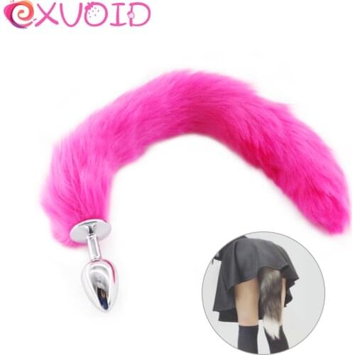 EXVOID Fox Tail Cosplay Sex Shop Anal Plug Butt Plug Sex Toy for Couples Flirting Metal Prostate Massager Role Play