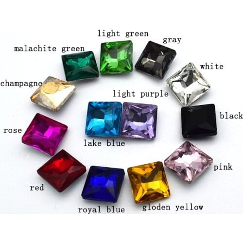 Hot Sale DIY Square Glass Crystal Pointback Rhinestones Clothing Jewelry Art Accessories 8/10/12MM
