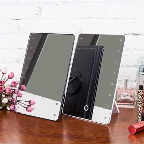 Makeup mirror with 16 LEDs Folded Portable Vanity Mirror light Touch Dimmer Swithch Battery Operated For Tabletop Bathroom