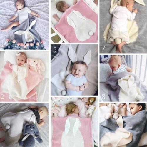 Rabbit Ears Blanket Thin Section Stereo Bunny Blanket Childrens Knitted Blanket Beach Mat Infant Baby Holding Blanket