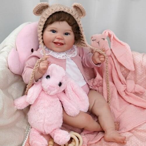 ADFO Reborn Baby Girl Doll 20 Inches Juliana Realistic Vinyl Silicone Reborn Dolls Hair-rooted LoL Christmas Gift For Girls