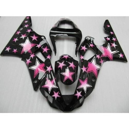 Top-rated Motorcycle Fairing kit for YAMAHA YZFR1 00 01 YZF R1 YZF1000 2000 2001 ABS Pink flowers black Fairings set+Gifts YB17