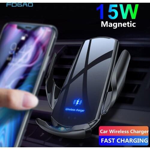 Magnetic Fast Charging Automatic Clamping 15W Qi Wireless Car Charger Car Phone Holder Air Vent Stand for iPhone 12 11 XS XR X