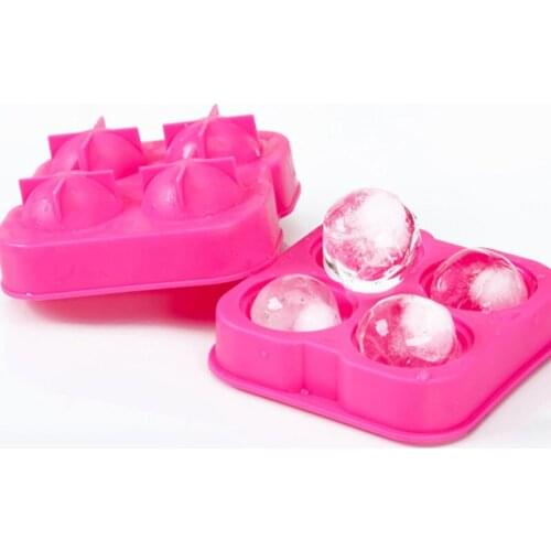 Multifunctional 4-Cavity Silicone Ball Ice Cube Maker Cocktail Whiskey Form Ice Cubes Tray DIY Ice Cream Mold Kitchen Tool Home