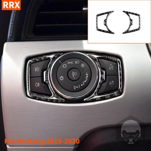 For Ford Mustang GT Headlight Switch Frame Sticker 2015 2016 2017 2018 2019 2020 Carbon Fiber Dash Button Trim Car Accessories