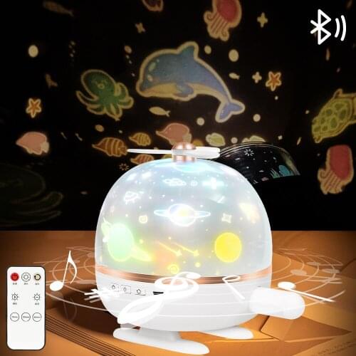 Night Light Projector LED Lamp With Bluetooth Speaker Rotating Star Light With 6 Projector Themes Kids Gift Bedroom Decor