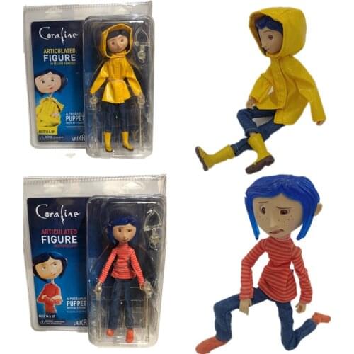 New Figure Coraline Articulated Figure In Strped Shirt Yellow Raincoat A Poseable Puppet With Attitude Movable joint Coraline