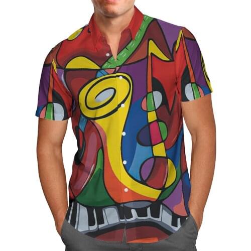 2021 New 3D Printing Jazz Hawaii Hiphop Shirts Men Summer Short-sleeved Beach Shirt Men Shirts Oversize Camisa Masculina 5XL K33