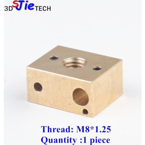 New copper heating block thread M8*1.25 high temperature heater block PT100 type 3D printer parts