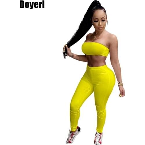Solid Two Piece Set Tracksuit Women Sportwear Summer Outfits Crop Top and Stretchy Leggings Pants Sets Joggers Women Set Clothes