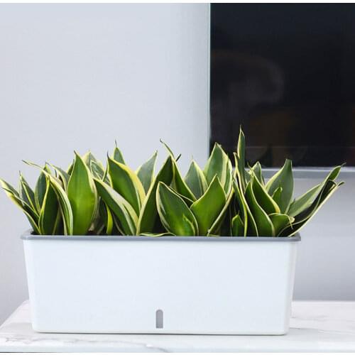 Self-Watering Planter Pots Long Strip Double Layer Flower Pot for Indoor Home Garden Modern Decorative GQ
