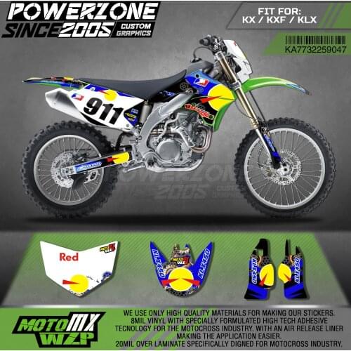 PowerZone Custom Team Graphics Decals 3M Stickers Kit For Kawasaki Sticker Decal 2006-08 09-12KX250F KX450F 08-13KLX450R 47
