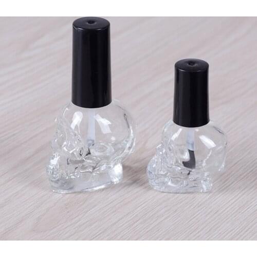 10/15ml Empty nail polish bottle clear glass with brush refillable steamed head