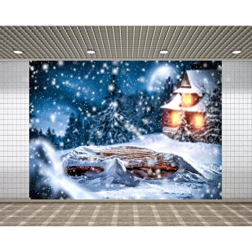 Lyavshi Christmas background forest night warm lighthouse sparkling snowflakes bokeh photo studio photography background