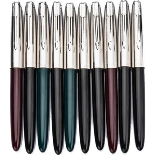 10 PCS Hero 616 Wholesale Fountain Pen Set Stainless Steel Cap Authentic Quality Extra Fine 0.38 Ink Pen Writing Tool Gift Set