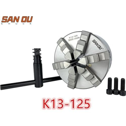 SAN OU Lathe Chuck 125mm Six Jaw Self-Centering Scroll Chuck K13-125 Chuck Jaw 5'' For Lathe Machine