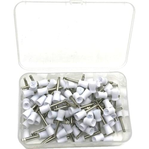 100pcs White Dental Polishing Cup Tooth Polish Polishing Brush Polisher Prophy Rubber Cup Dentist Tool Material