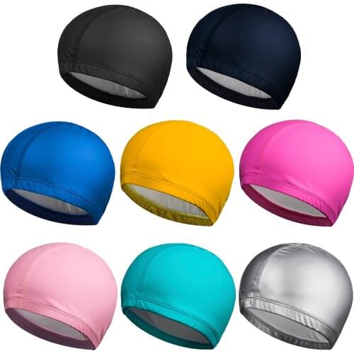 Waterproof Swimming CAP Solid Color PU Coated Cloth Swim CAP for Men and Women Comfortable Pool Accessories