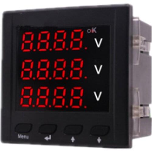 0-500V High Precision Intelligent Digital Panel Three Phase Voltmeter AC 220V Voltage Meter Volt Power Monitor Tester Gause