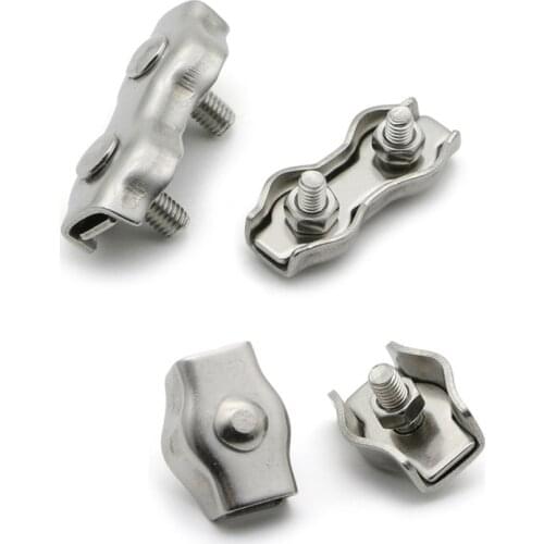 2pcs 304 Stainless Steel Wire Rope Clips Single/Double Grips Cable Clamps M2 M3 M4 M5 M6 For Steel Wires