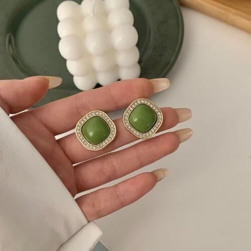 2021 Korean Trend Elegant Pave Zircon Geometric Square Stud Earrings for Women Girl Fashion Jewelry Party Gift Pendientes