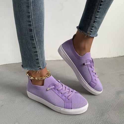 Women Casual Shoes 2021 New Candy Color Mesh Breathable Female Larged-Size Flats Loafers Lace Up Ladies Trendy Sport Sneakers