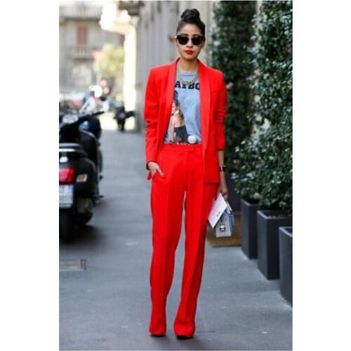 2019 Newest Red Women Pant Suit Formal Ladies Business Suits Office Work Wear Female Suit For Weddings Female Suit Custom Made
