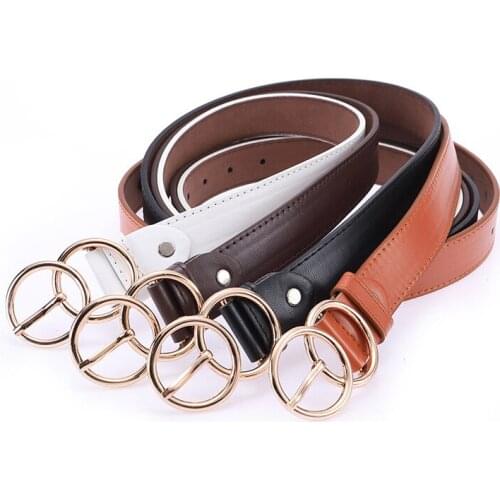 Womens belt double ring 8-point gold pin buckle belt fashion fashion fashion decorative Jeans Belt