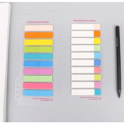 10 Colors PET 200 Sheets Index Tabs Flags Sticky Note Page Marker Stickers Stationery Office School Suppies