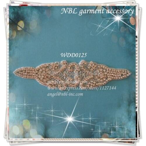 30 PIECES) bridal beaded rhinestone applique patch for wedding evening dress DIY iron on WDD0125