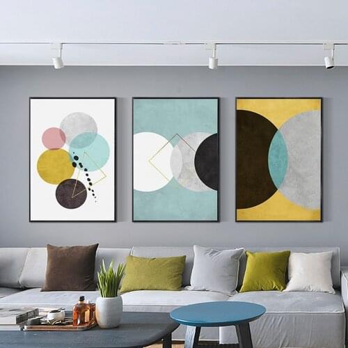 Abstract Round Group Canvas Painting Wall Posters And Prints Wall Pictures For Living Room Decor Pictures On The Wall