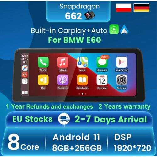 Navifly 12.3'' 8G+256G Auto Radio Multimedia Headunit GPS Navigation for BMW 5 Series E60 E61 E63 E64 DSP 4G carplay 1920*720