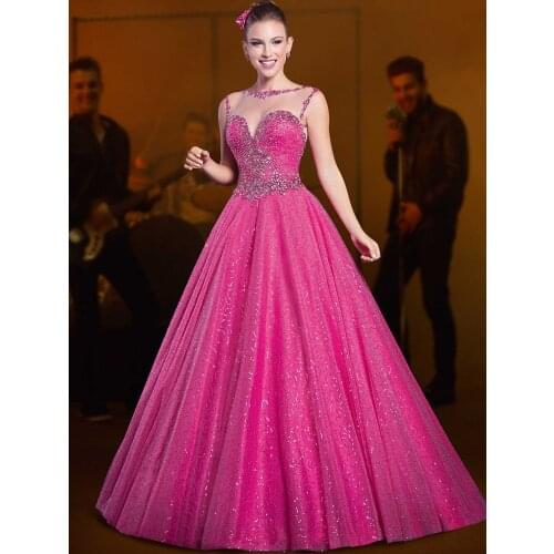 Ball Gown vestido longo 2018 Sexy Back Long crystal Waist Vestido formatura Lace Prom mother of the bride Dresses