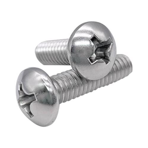 Phillips button head bolts dome round male screws 0-80 00-90 size inch thread UNF pitch stainless steel 2-12mm metric long 100pc