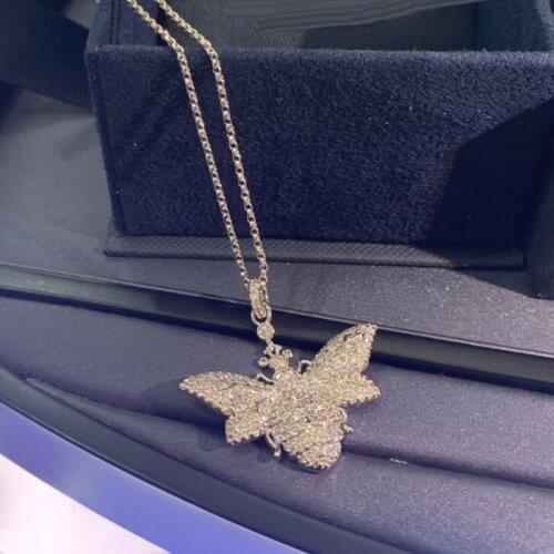 Brand 1:1Brand Necklace Fashion Full Cubic Zirconia Silver Color Charm Bumblebee Bee Pendant Women Party Jewelry New Arrival