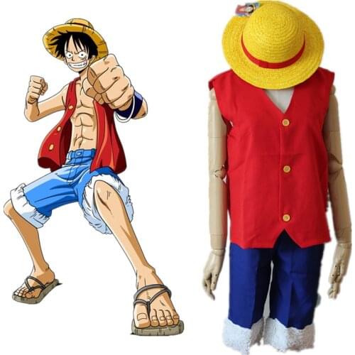 One Piece Luffy Straw Hat Japanese Anime Cosplay Hats Cartoon Cap Cute Breathable Boater Beach Hat Solid Color Unisex Caps