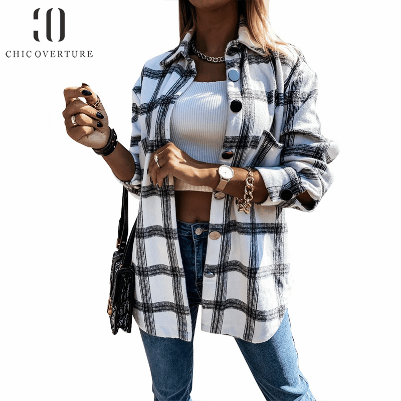 Женские рубашки в клетку Chic Overture China At AliExpress