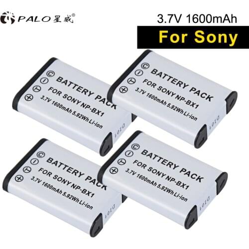 PALO 4pcs NP-BX1 digital batteries 1600mAh NP BX1 camera Battery For sony AS15 30V WX350 GEP 88E AS100V AS200V HX90 60 50 CX40